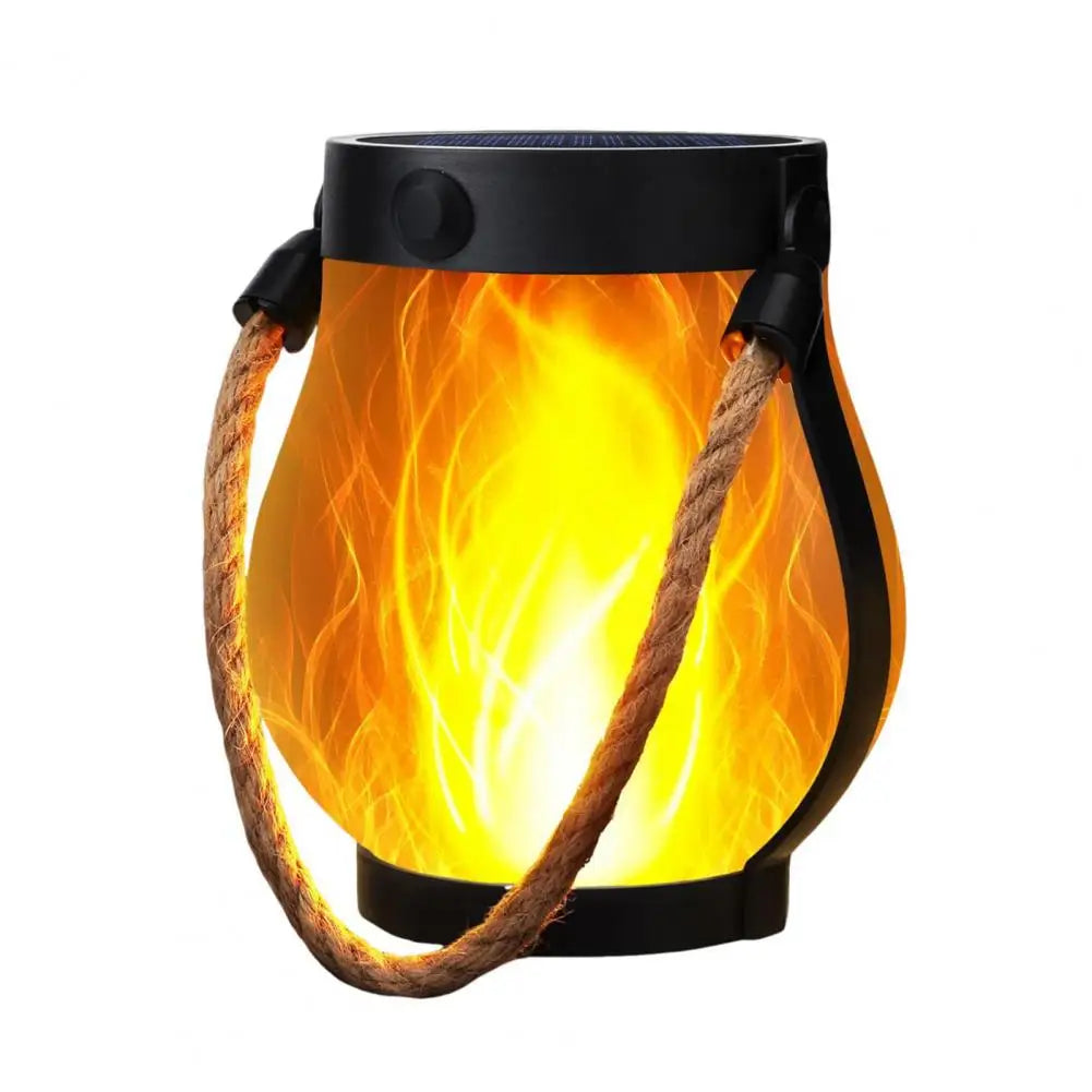 Outdoor Solar Lantern with Flickering Flame and Stable Light Modes, Dual Charging