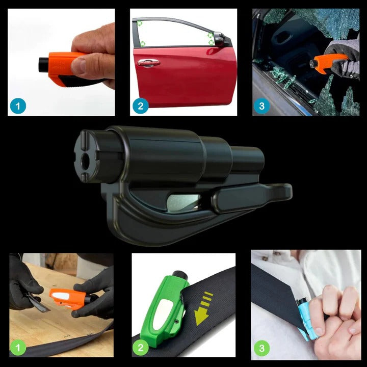 Vehicle Rescue Tool, 2-in-1 Window Breaker and Seatbelt Cutter
