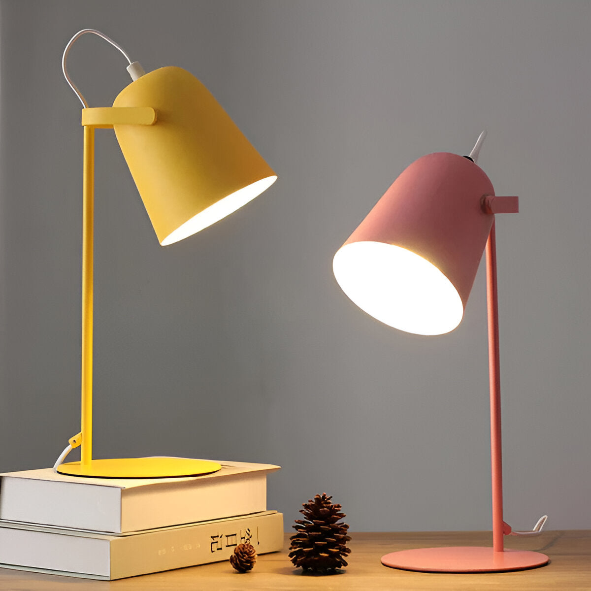 Nordic Iron Table Lamp Macaron Color Bucket Design