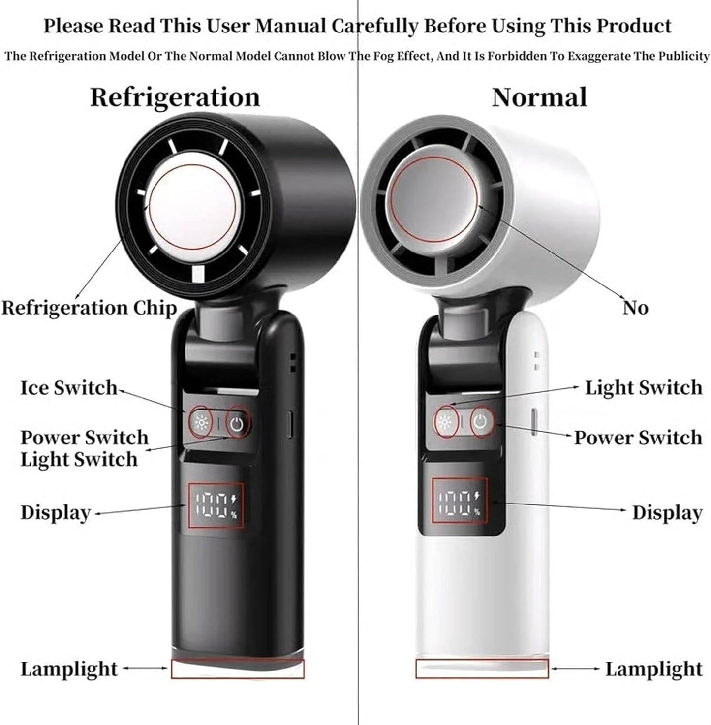 3 in 1 Portable Handheld Fan, Mini Turbo Air Cooling Fan with Flashlight, Rechargeable Personal Fan with LED Battery Display
