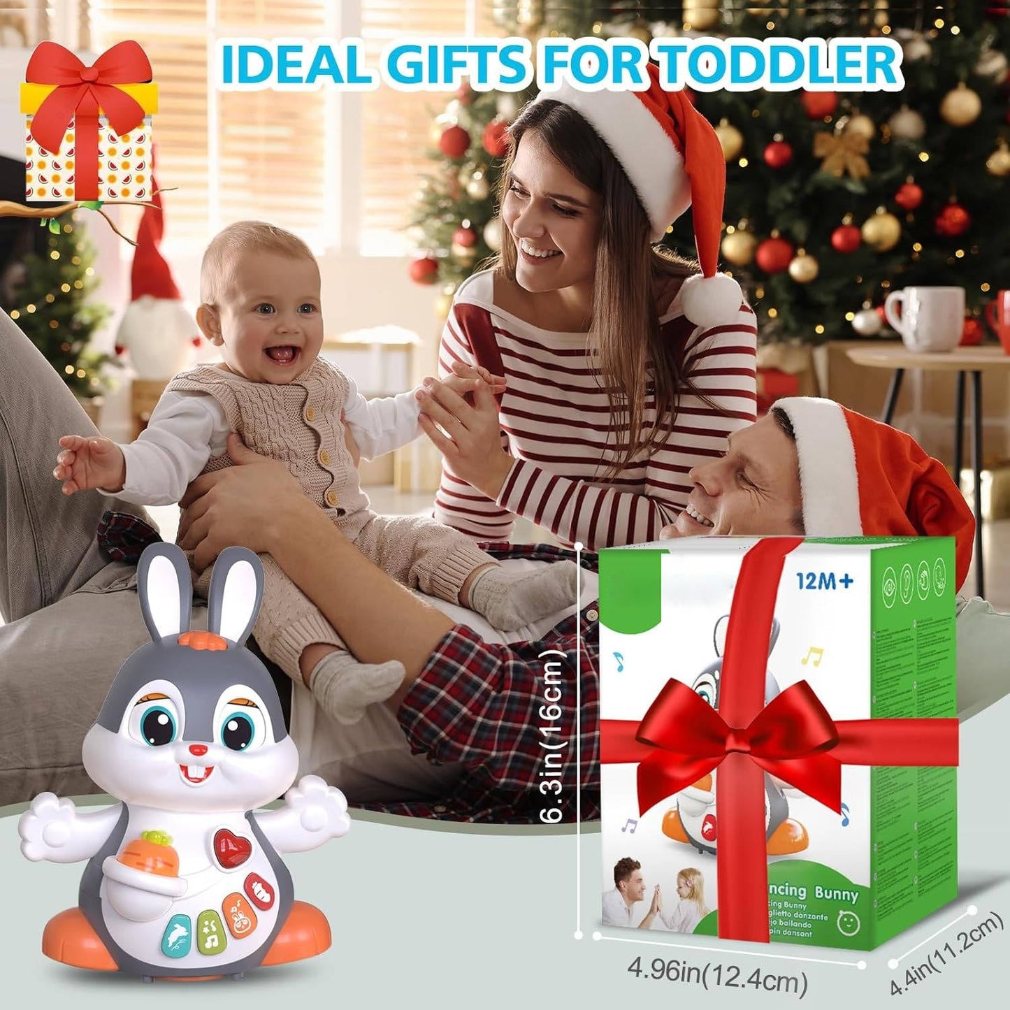 Easter Bunny Musical Toy for 1+ Year Old, Baby Crawling Toy for 6 12 Months, Easter Gifts for Baby Girls and Boys