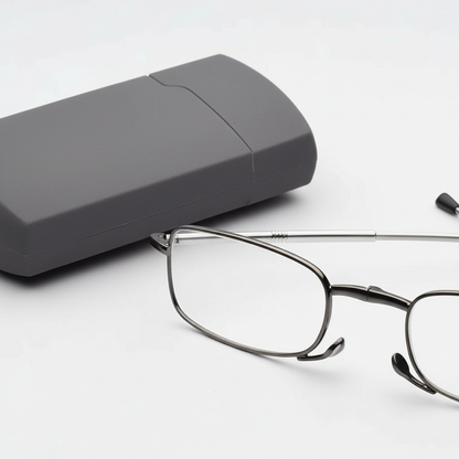 Foldable Reading Glasses with HD Scratch Resistant Lenses and Protective Case