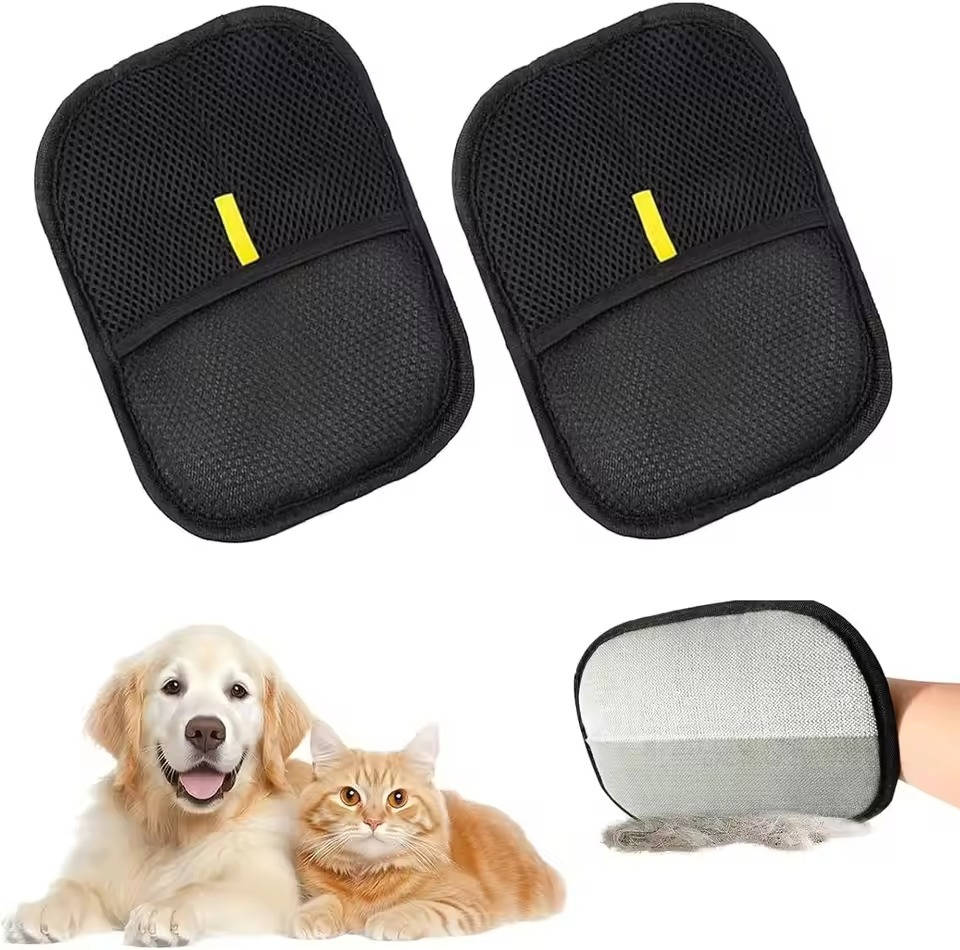 Pet Hair Removal Glove with Electrostatic Dual-Sided Surface and Mesh Back, Washable