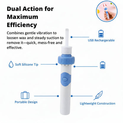 Electric Ear Cleaning Tool with Silicone Tip and 60-Minute Battery, Portable Design