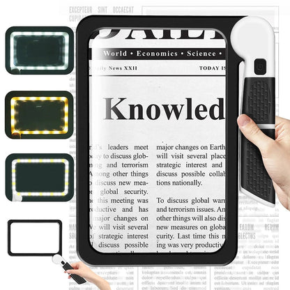 Foldable Magnifying Glass with 5x Magnification and 48 Dimmable LED Lights, Large Viewing Area
