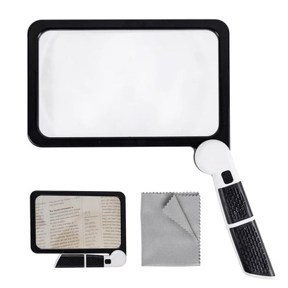 Foldable Magnifying Glass with 5x Magnification and 48 Dimmable LED Lights, Large Viewing Area