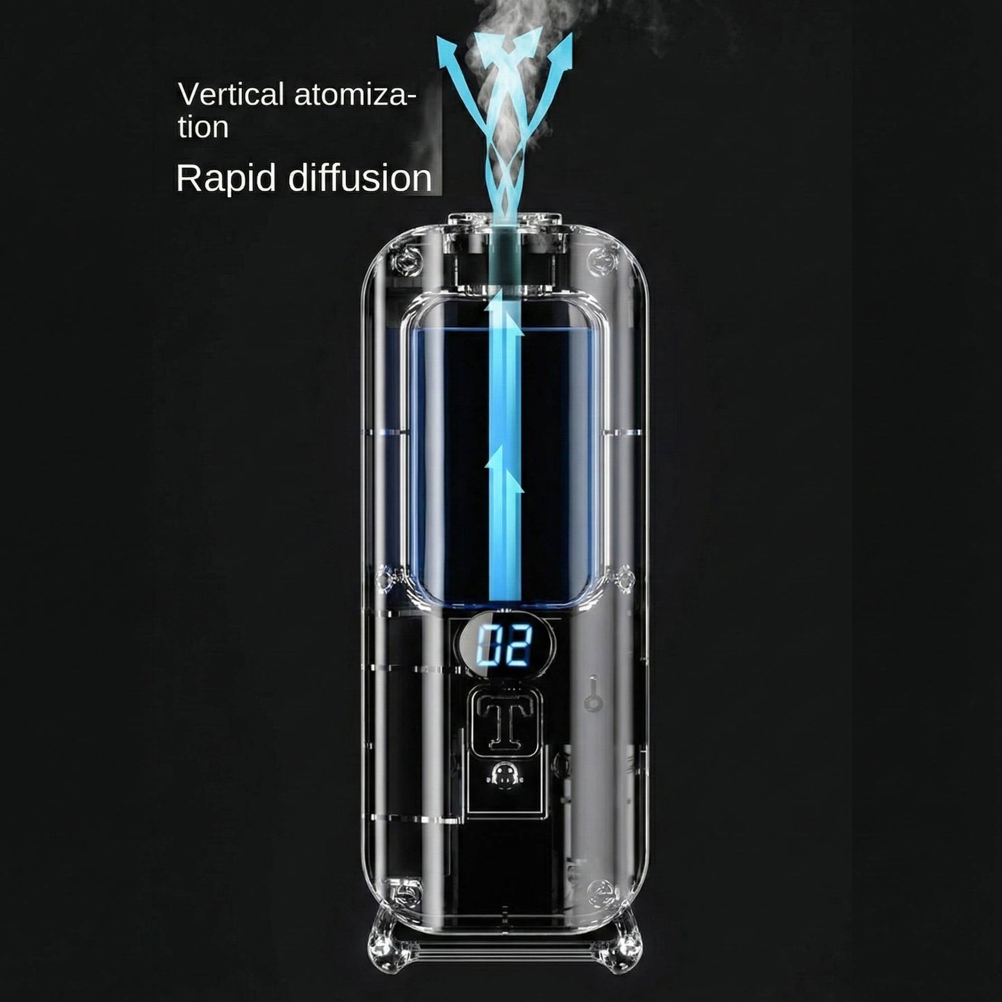 Air Humidifier and Aromatherapy Diffuser with Digital Display and Colored LED Lights