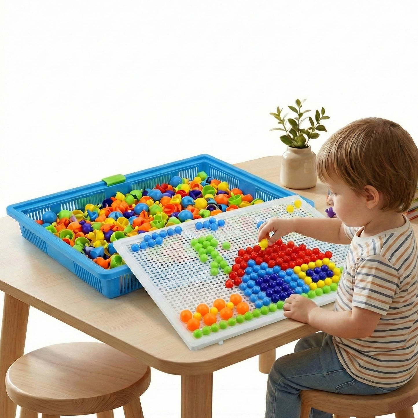 Peg Board Set 296 PCS Kids Mosaic Puzzle Toy with Storage Ages 3+