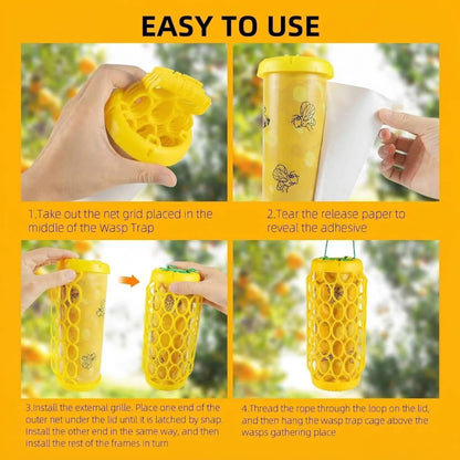 2 Pack Outdoor Wasp Traps, Reusable Hanging Bee and Hornet Catcher for the Garden