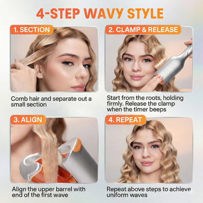 Babe Hair Waver, 25mm Ionic 2 Barrel Curling Iron with 50 Million Ions, 10 Min Quick Wave and Smart Timer