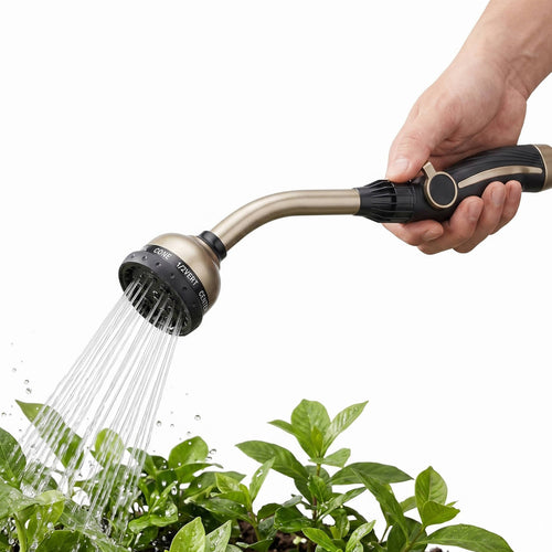 Heavy Duty Metal Garden Watering Wand, 15 Inch Hose Nozzle Sprayer with 10 Spray Patterns and Thumb Flow Control