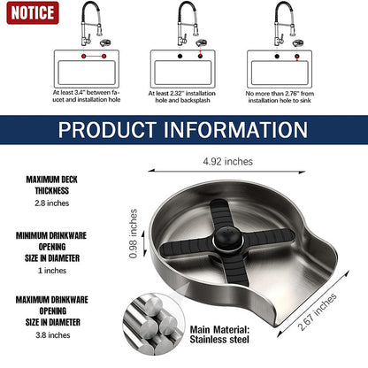 Sink Glass Rinser with Multi-Angle Spray Jets and Brushed Nickel Finish