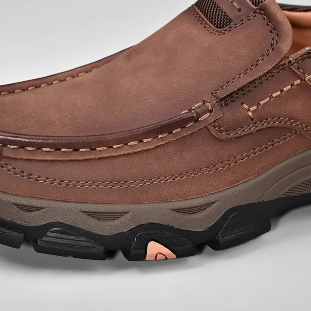 Orthopedic Comfort Shoes for Men with Vegan Leather and Cushioned Insole, Non-Slip Rubber Sole
