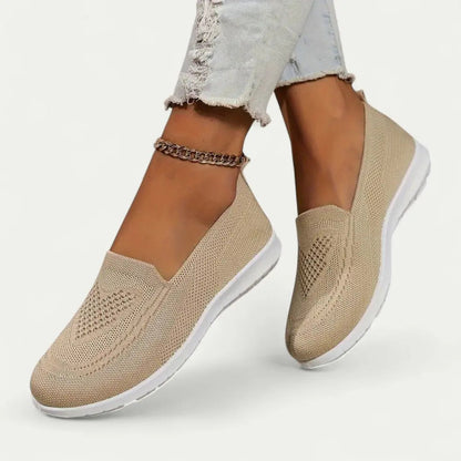 Walking Shoes for Women with Slip-On Knit Upper and Cushioned Insole, Breathable Mesh
