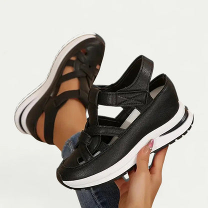 Walking Sandals for Women with Memory Foam Insole and Adjustable Buckle Strap, Closed Toe