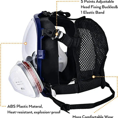 Full Face Respirator Mask with Silicone Seal and Anti-Fog Visor, 6000 Series Compatible