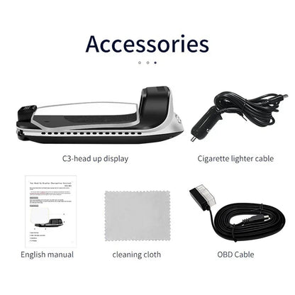 Head Up Display with GPS Navigation and Speed Monitoring, Auto Brightness