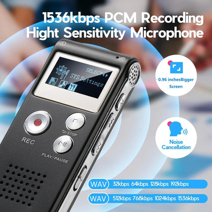 Portable Audio Recorder with WAV Playback and Compact Design