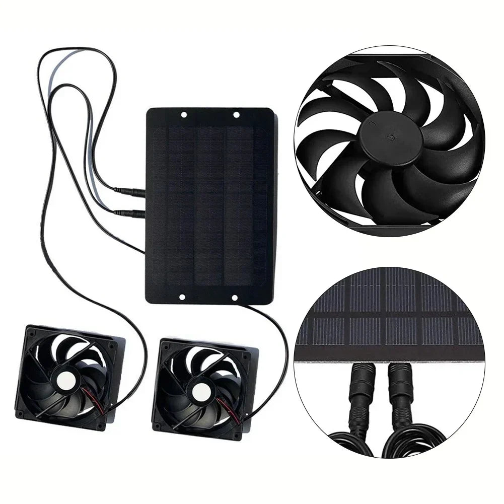 Solar Ventilation System with Dual Exhaust Fans and 10W Panel for Greenhouses