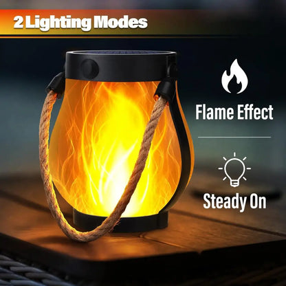 Outdoor Solar Lantern with Flickering Flame and Stable Light Modes, Dual Charging