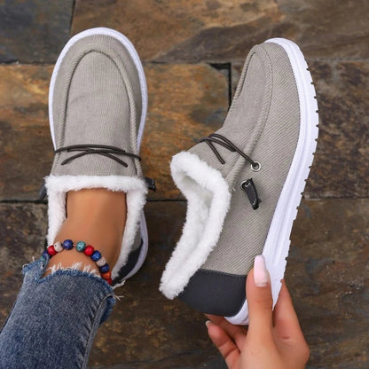 Winter Shoes with Thick Velvet Lining and Slip-On Comfort, Textured Traction, Womens