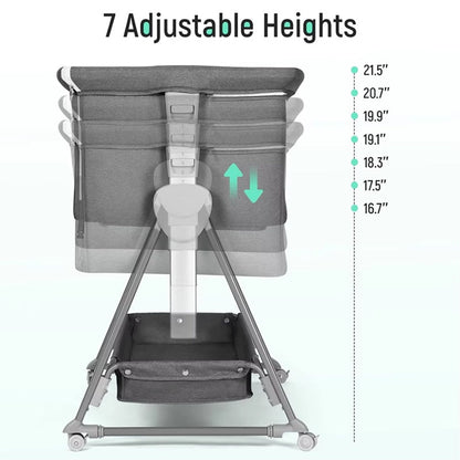 Bedside Baby Bassinet with Wheels and Storage Basket
