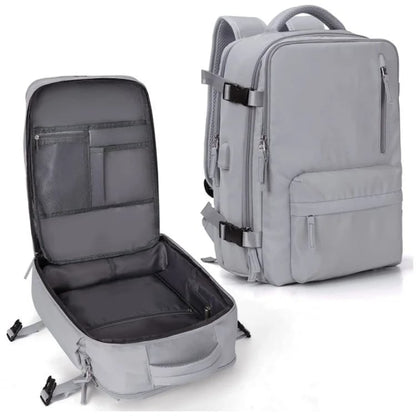 Womens 35L Travel Backpack with USB Charging Port and Laptop Compartment, Shoe and Wet Storage