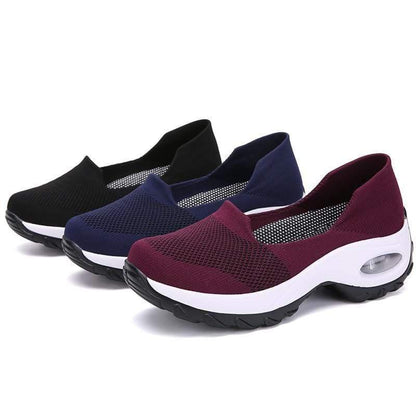 Slip-On Walking Shoes with Cushioned Sole and Arch Support, Padded Ankle Collar
