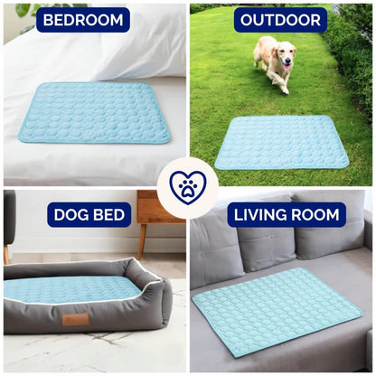 Pressure Activated Cooling Mat for Dogs with Self Recharging Gel, Foldable Design