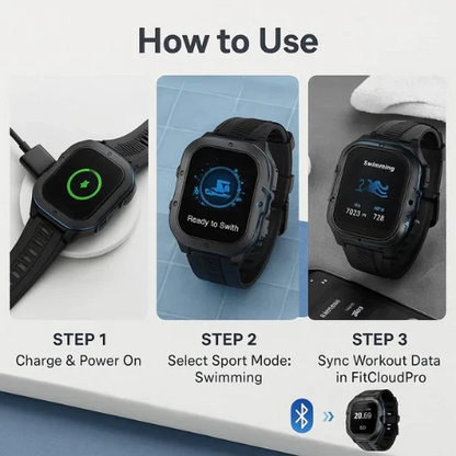 Waterproof Smartwatch,  Fitness Tracking, Bluetooth 5.0