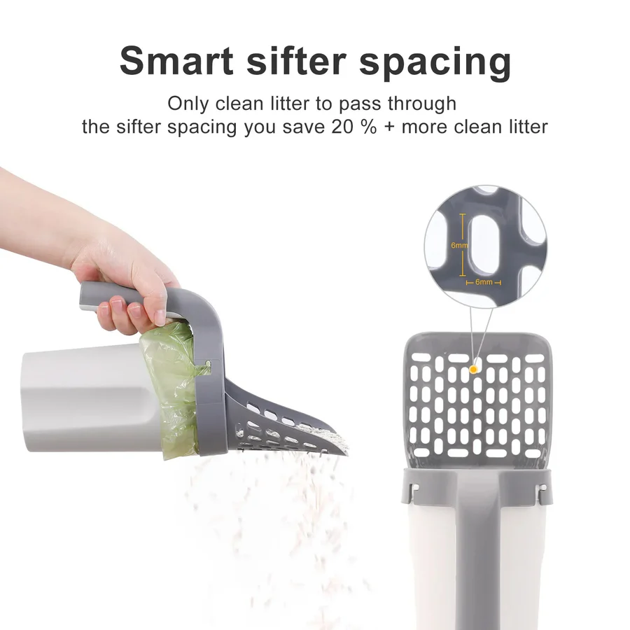 All in One Cat Litter Scoop, Gray