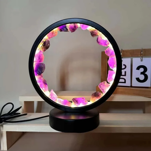 Healing Stone Night Lamp with Crystal Column Design