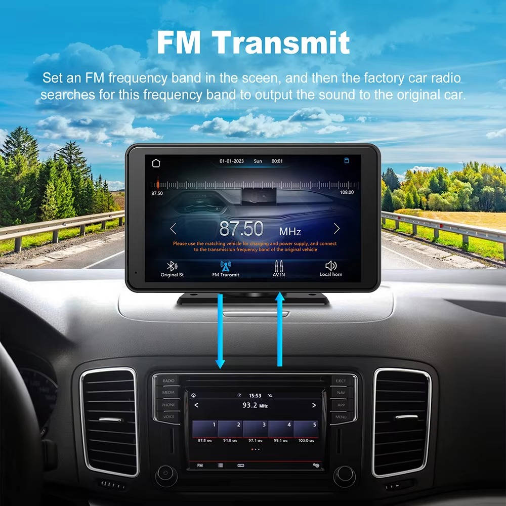 Wireless Carplay Screen Portable, 7 Inch, Touchscreen, Iphone Android Compatible