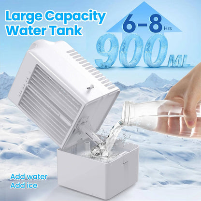 Personal USB Air Cooling Fan, Mini Desktop AC Unit with Colorful Ambient Light, 4 Wind Speeds and Intelligent Timer