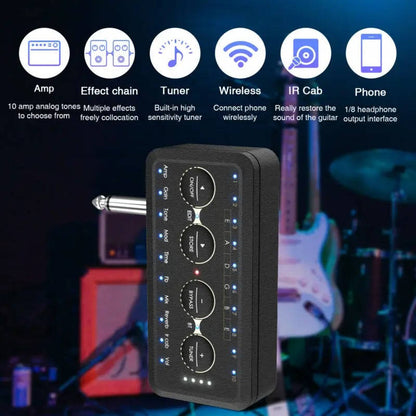 Guitar Plug In Headphone Amp Mini Portable Amplifier for Acoustic Bass Practice