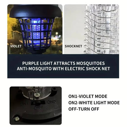 4 Pack Solar Bug Zapper and Mosquito Trap Lamp for Patios, Backyards and Outdoor Comfort, Gnats, Flies, Insects