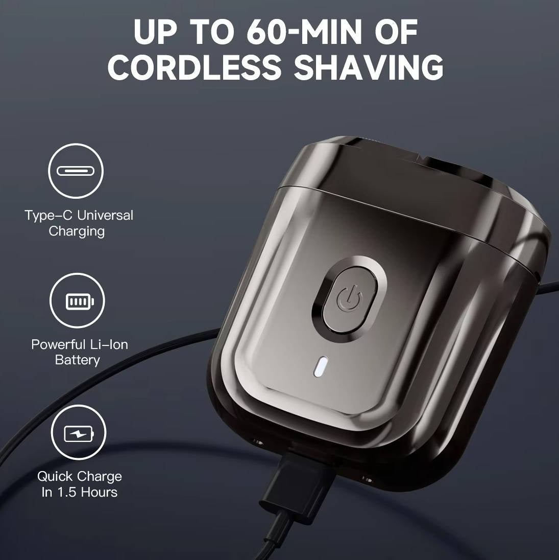 Portable Electric Shaver for Men 100% Waterproof Rotary Razor USB Rechargeable