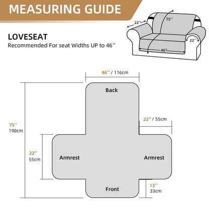 Reversible Sofa Cover for 3 Cushion Couch, Water Resistant Pet Protector with Elastic Straps