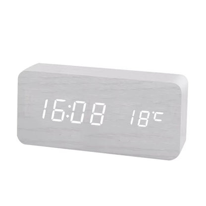 Wooden Digital Alarm Clock with Sound Control and Digital Display
