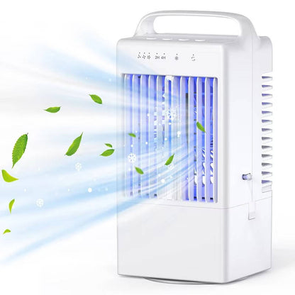 Personal USB Air Cooling Fan, Mini Desktop AC Unit with Colorful Ambient Light, 4 Wind Speeds and Intelligent Timer