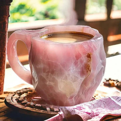 Faceted Mineral Crystal Coffee Mug – Elegant Glass Cup