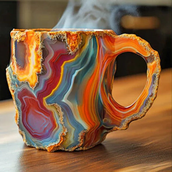 Faceted Mineral Crystal Coffee Mug – Elegant Glass Cup