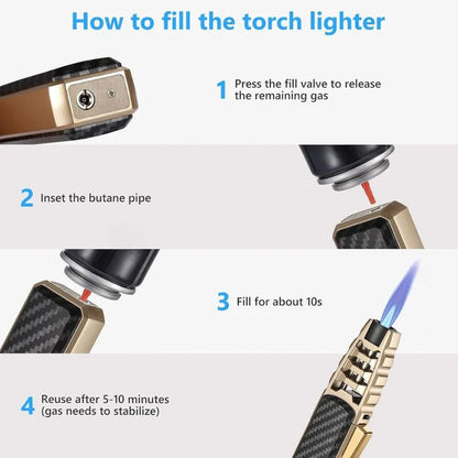 Adjustable Flame Torch Lighter – Blue Flame for Kitchen and Outdoor Use