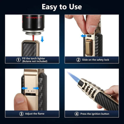 Adjustable Flame Torch Lighter – Blue Flame for Kitchen and Outdoor Use