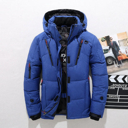 Insulated Duck Down Jacket – Removable Hood Winter Zip Coat