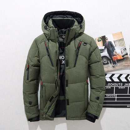 Insulated Duck Down Jacket – Removable Hood Winter Zip Coat