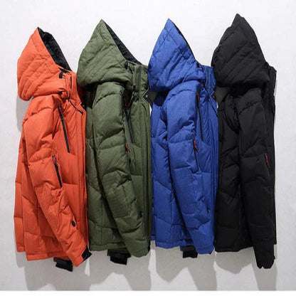 Insulated Duck Down Jacket – Removable Hood Winter Zip Coat