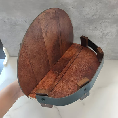 Rustic Whiskey Barrel Shelf – Bourbon Bottle Wall Display Rack