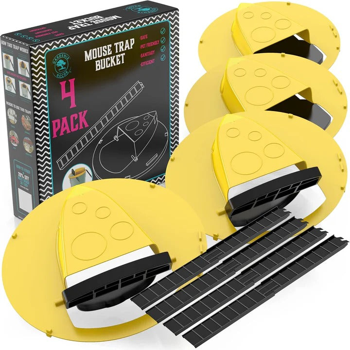 Humane Mouse Trap Bucket Lid System Four Pack for Pests