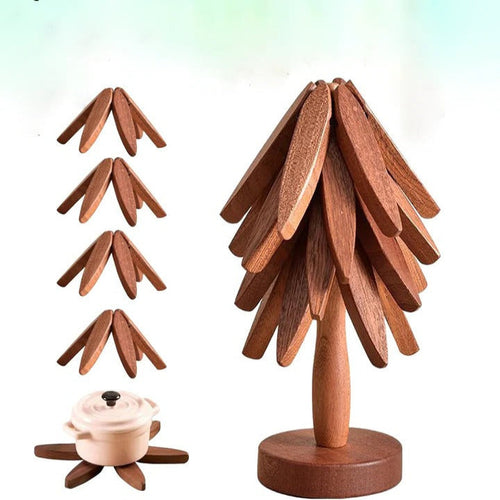 Heat Resistant Wooden Trivet Mat for Kitchen Countertops